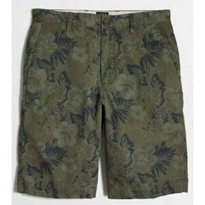 J. Crew Factory Mens Rivington Shorts Olive Green/Blue Tropical Print sz 28 NEW